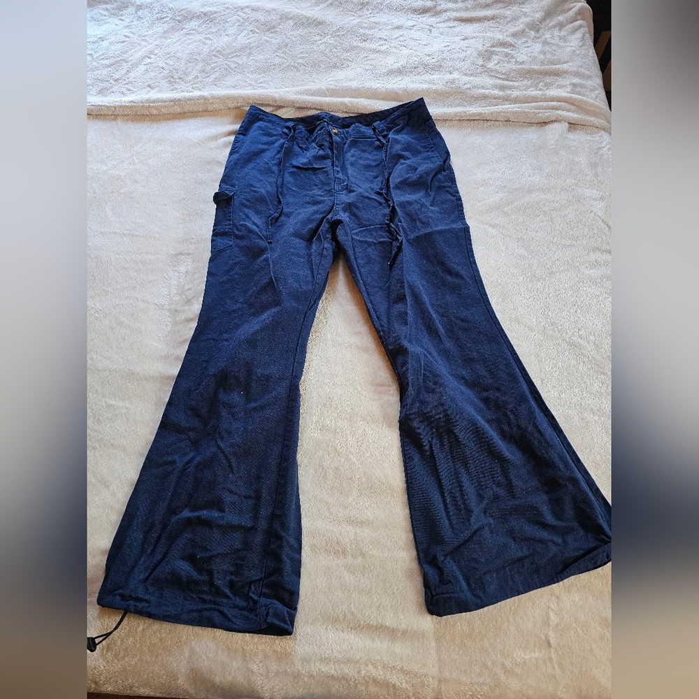 Drawstring Bottom Navy Blue Cargo Pants